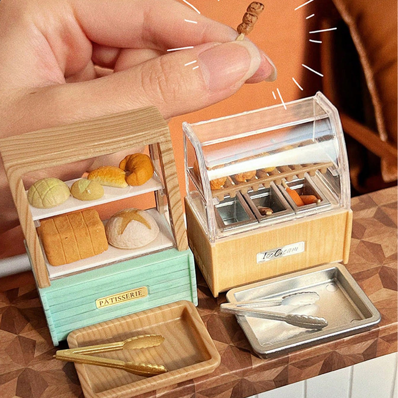 Food And Snacks - Dollhouse Miniature Bread Cabinet Food Snack