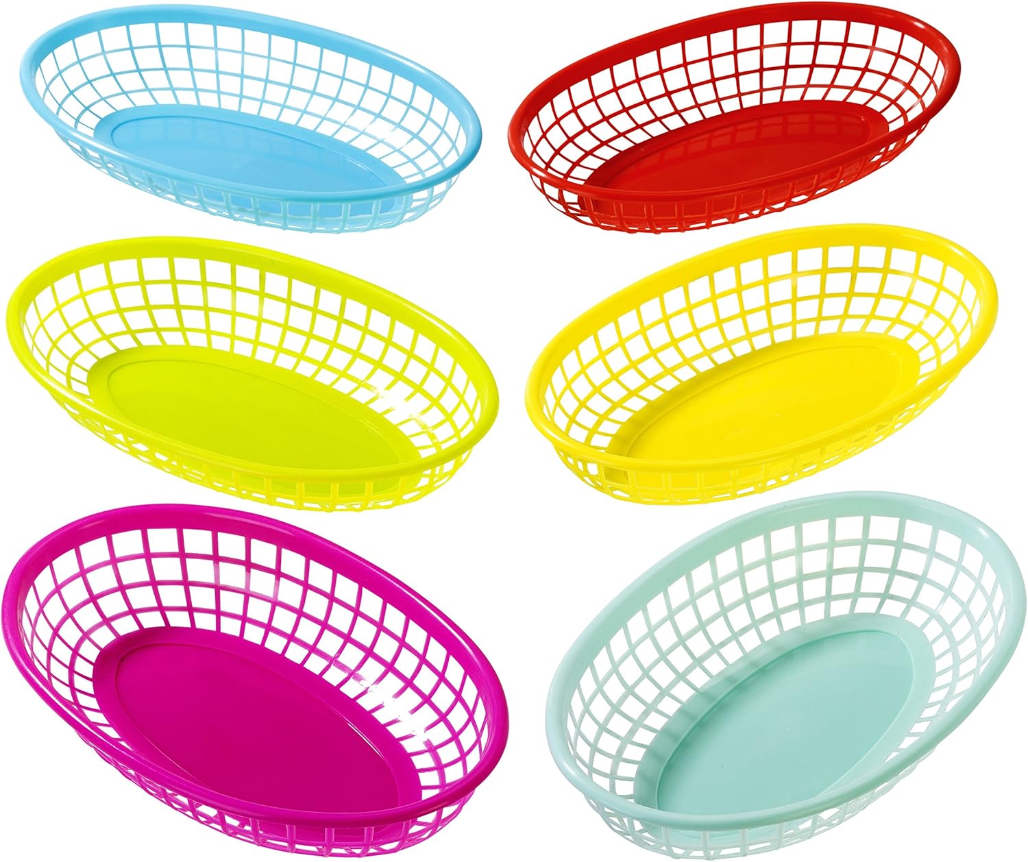 Food Packed Snacks - Reusable Plastic Food Baskets 6-Pack for