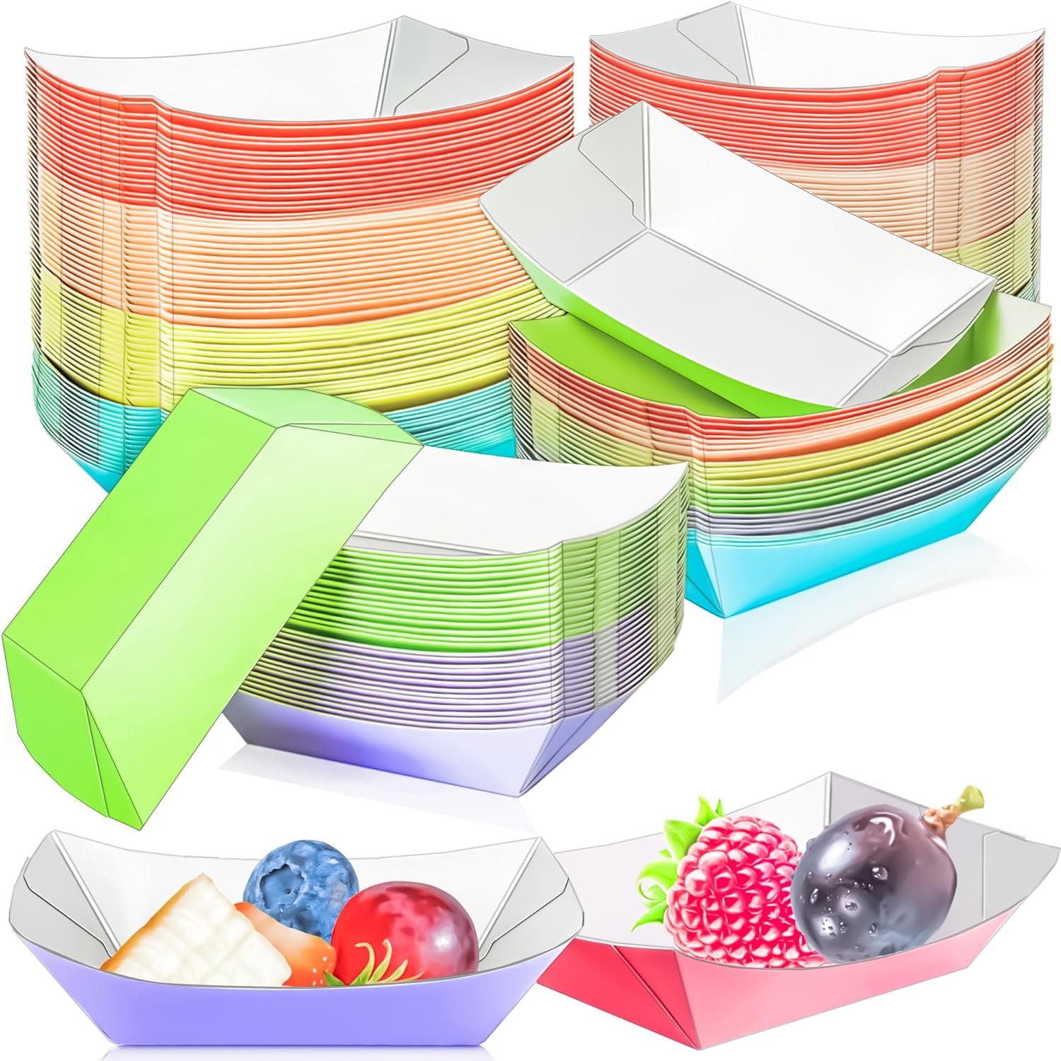 Food Packed Snacks - 100 Pack Colorful 1/4Lb Paper Food
