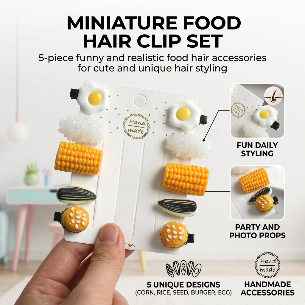 Mini Food Hair Clips Set Reali - Food Snacks Wholesale incelemesi ve fiyatı