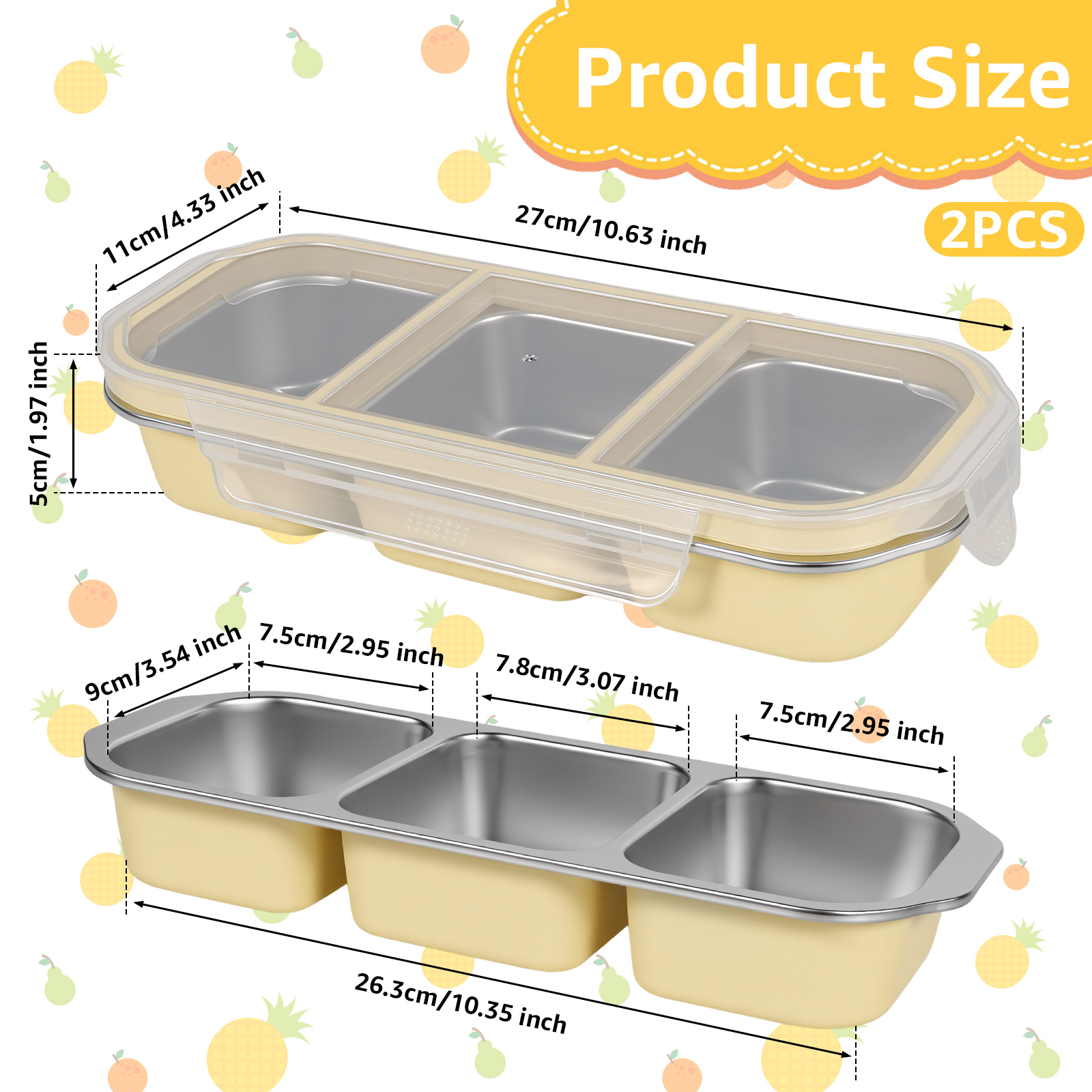 2Pcs Small Lunch Box 2/3Grids  - Food And Snacks For Picnic incelemesi ve fiyatı