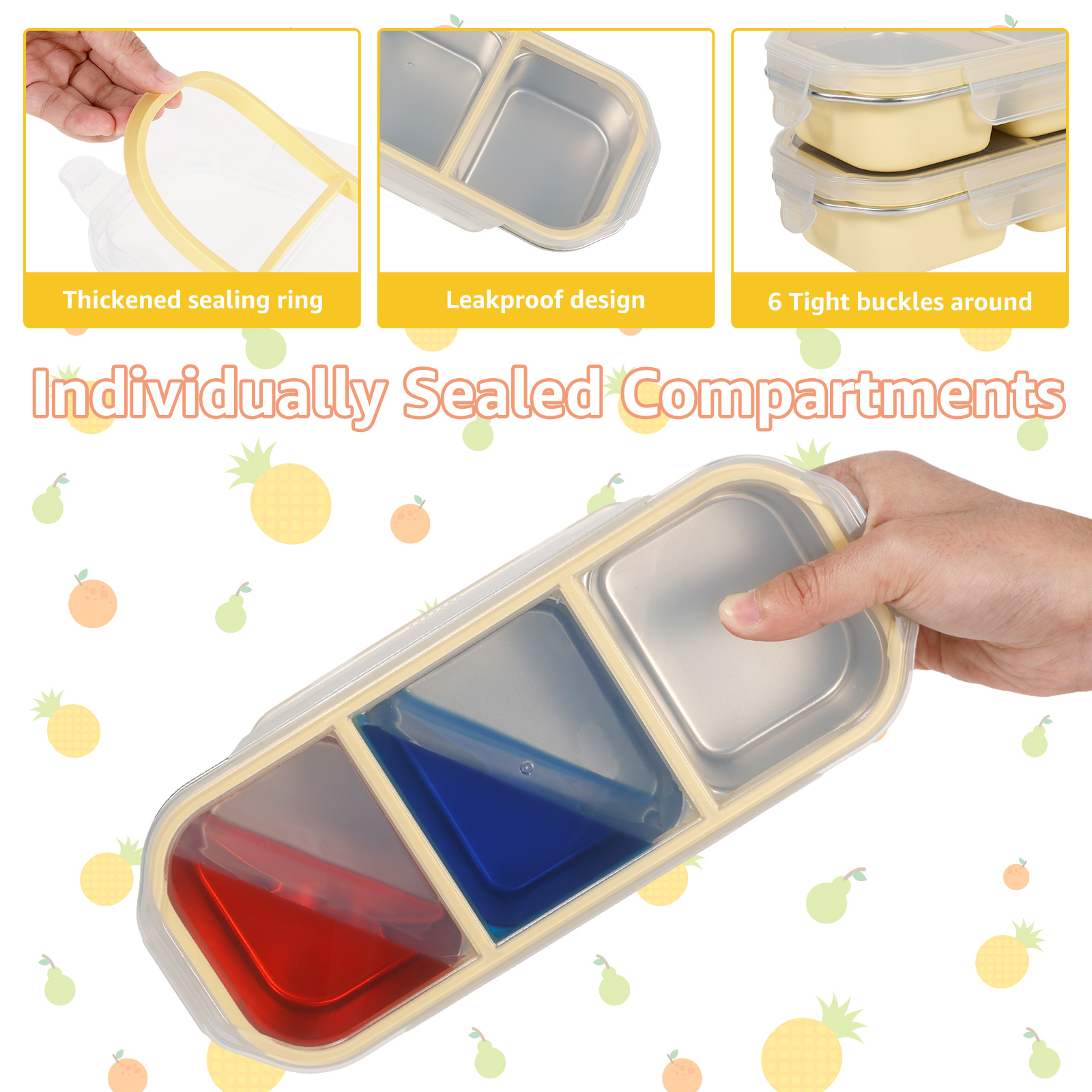 2Pcs Small Lunch Box 2/3Grids  - Food And Snacks For Picnic incelemesi ve fiyatı