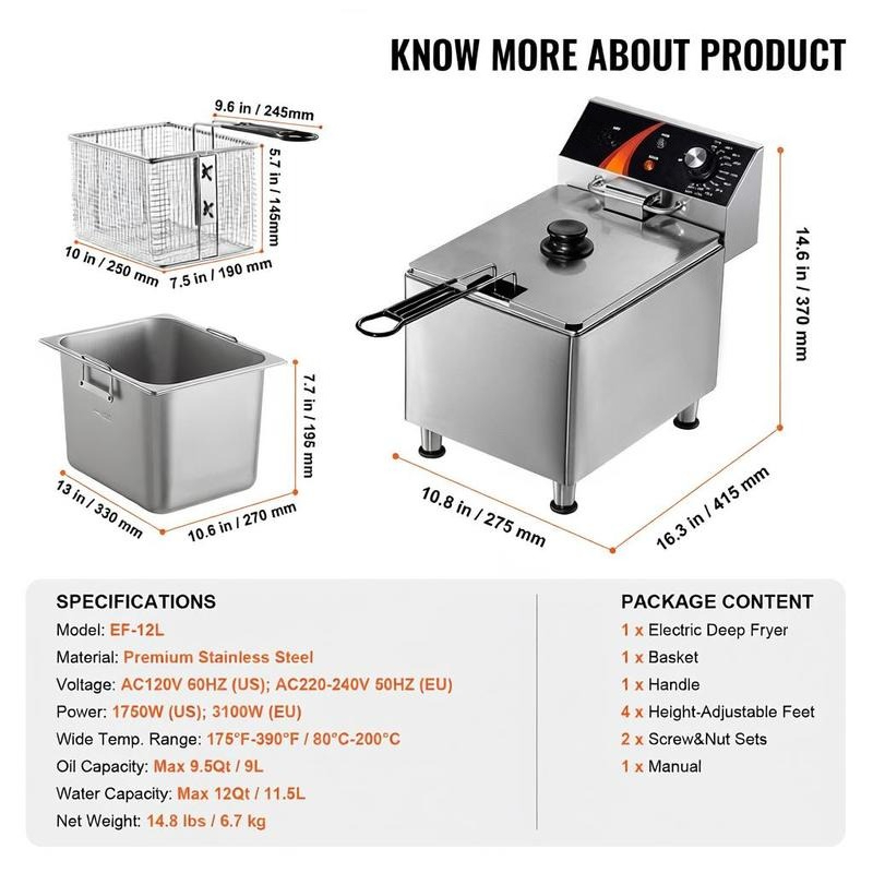 Tabletop Frying Machine 12Qt / - Food X incelemesi ve fiyatı