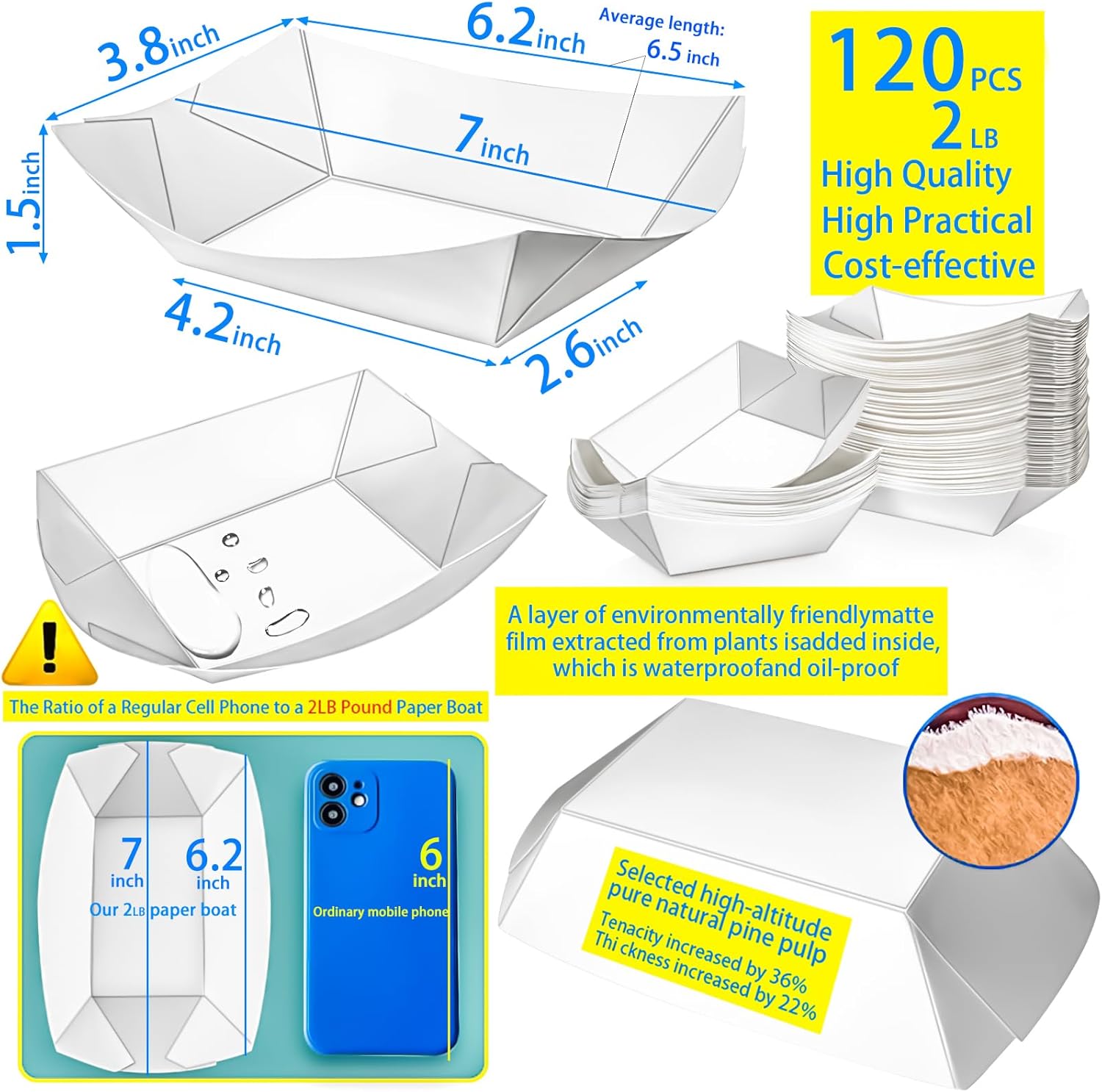 120 Pack 2lb Paper Food Boat T - Food Packed Snacks incelemesi ve fiyatı